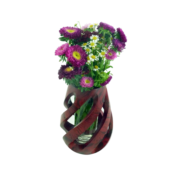 Mango Wood Spiral Vase Image 1