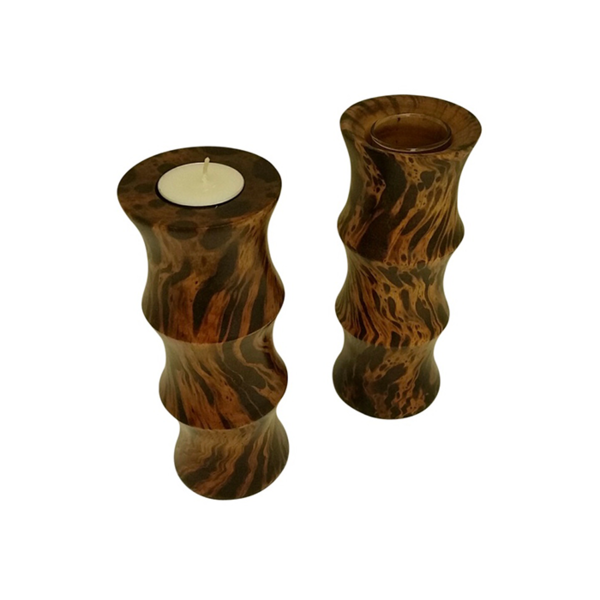 Mango Wood Candle & Vase Image 1