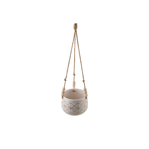 Gold Geo Ceramic Hanging Planter Image 1